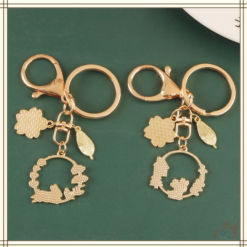 ✪ Ins - Móc Khóa Hình Động Vật Trên Cỏ Cỏ Mèo/Sóc/Thỏ/Hươu ✪ 1 Móc Khóa Hợp Kim Hình Lá Hoa Anh Đào 4 Kiểu Dáng Thời Trang Cho Vỏ Hộp Tai Nghe Không Dây Airpods