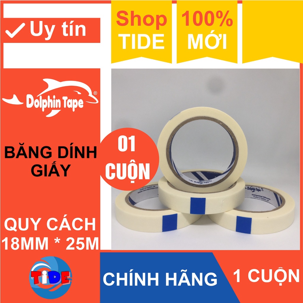 Băng dính giấy (1 cuộn KT: 18mm*25Y) – Cố định tranh vẽ, chặn màu nước, kẻ chỉ sơn tường và ghi nhãn nhớ