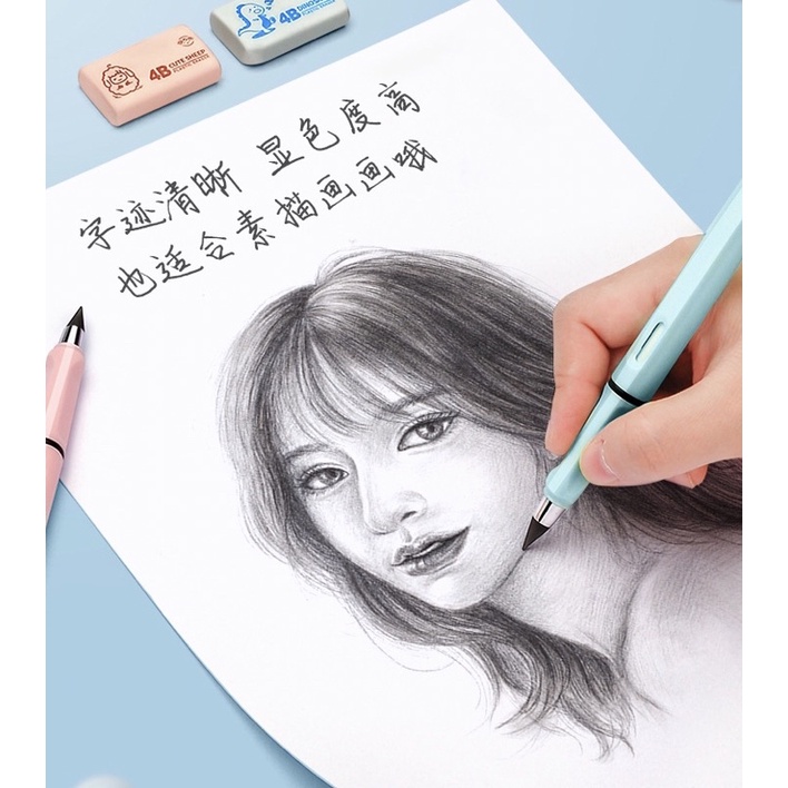 Bút Chì Vĩnh Cửu Không Gọt Tiện Lợi Dễ Thương Kèm Tẩy Bên Trong Ruột Bút