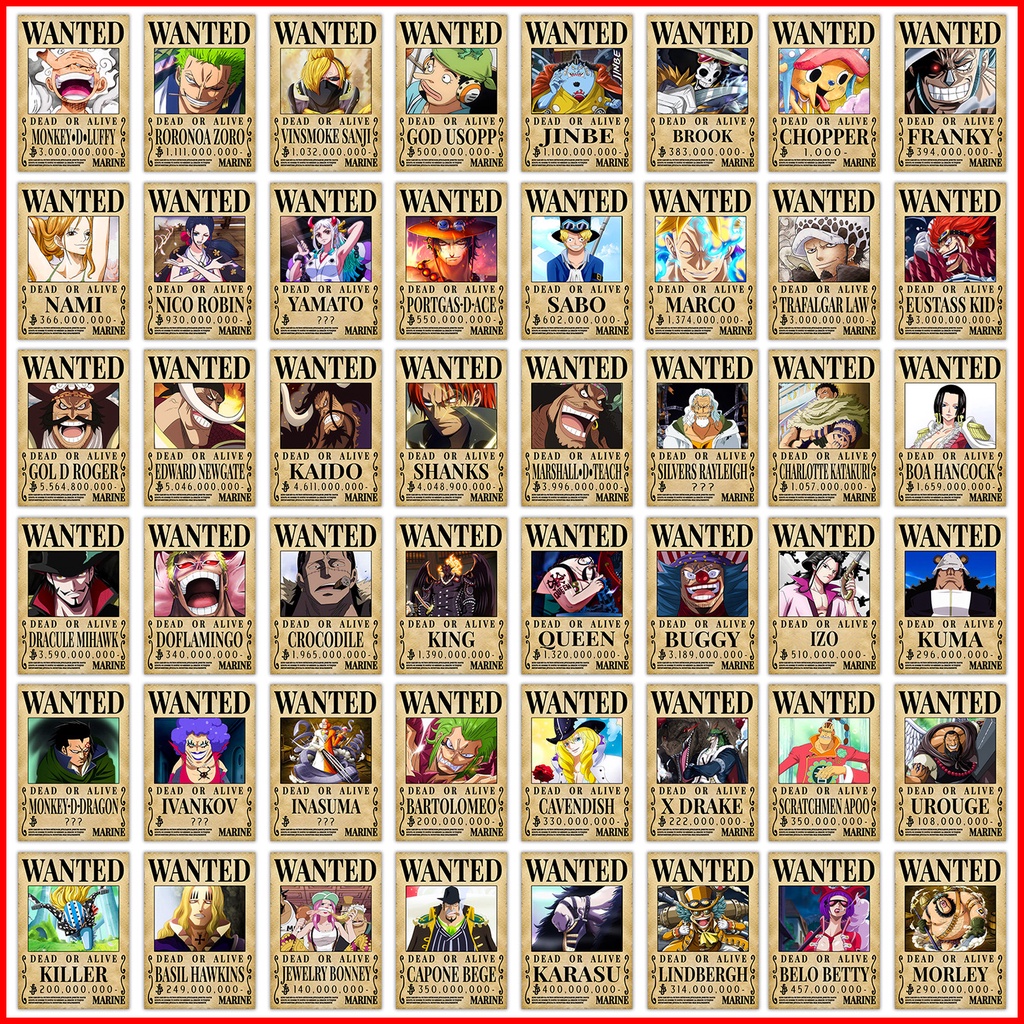 Poster One Piece Anime Manga lệnh truy nã, Poster Anime Manga tờ truy nã One Piece được yêu thích nhất (Cập Nhật)