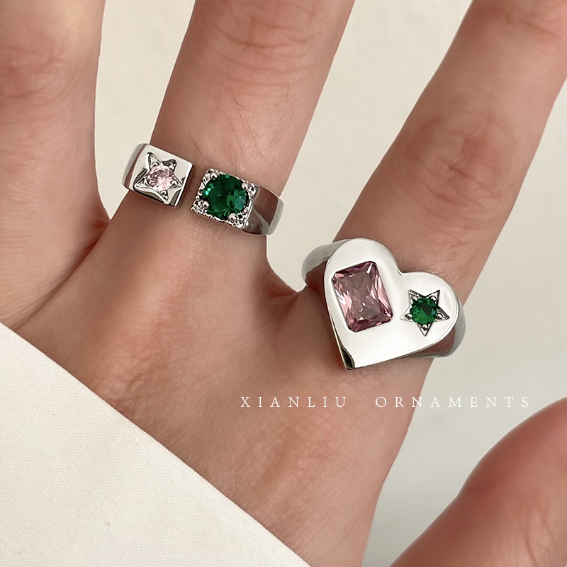 Nhẫn Đính Đá zircon Hình Trái Tim Thời Trang Cho Nữ