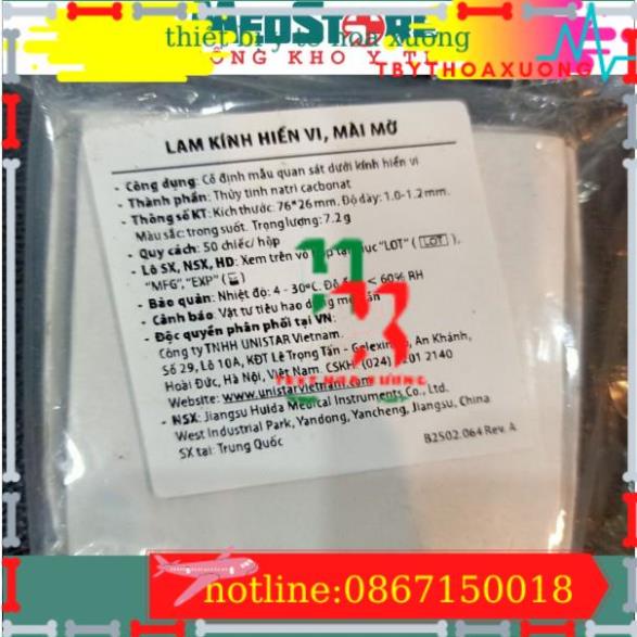 Lam kính hiển vi trong suốt 7102, mài mờ 7105 (hộp 50 - 72 kính)