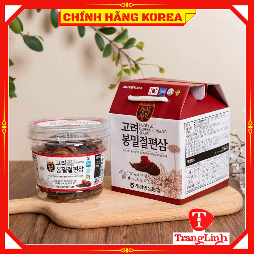 Hồng sâm thái lát tẩm mật ong, xách 200gr - Sâm lát mật ong hàn quốc chính hãng - tranglinhkorea