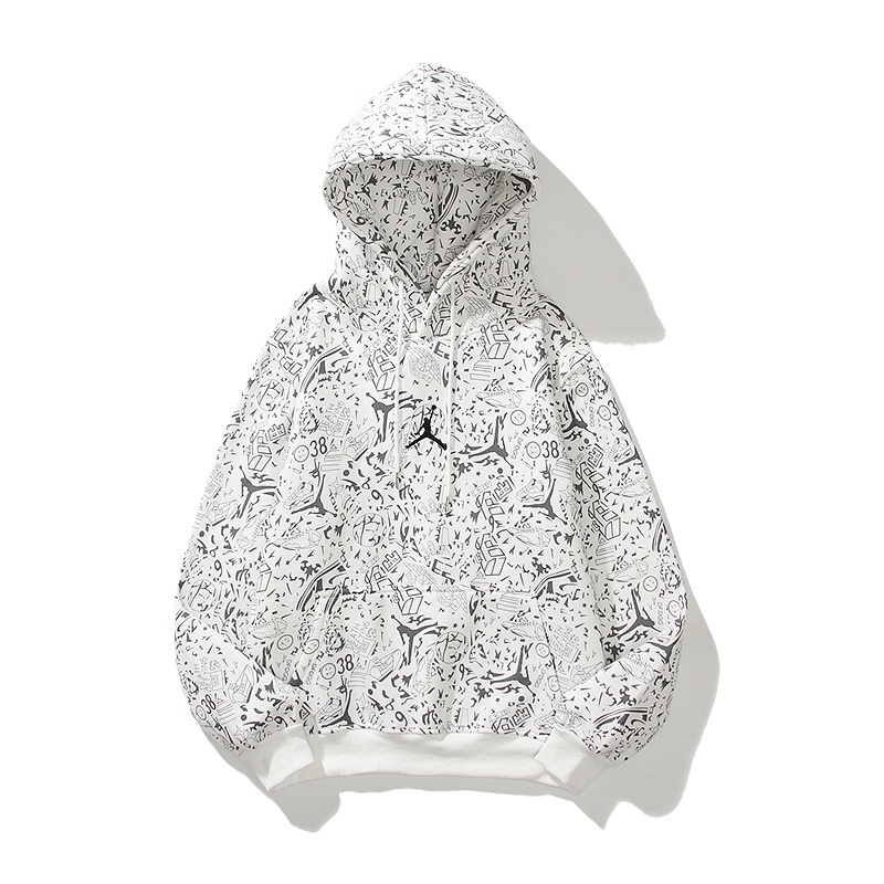 Áo hoodie Air Jordan tay dài bằng cotton lót nhung thêu họa tiết cổ điển thời trang cho nam và nữ