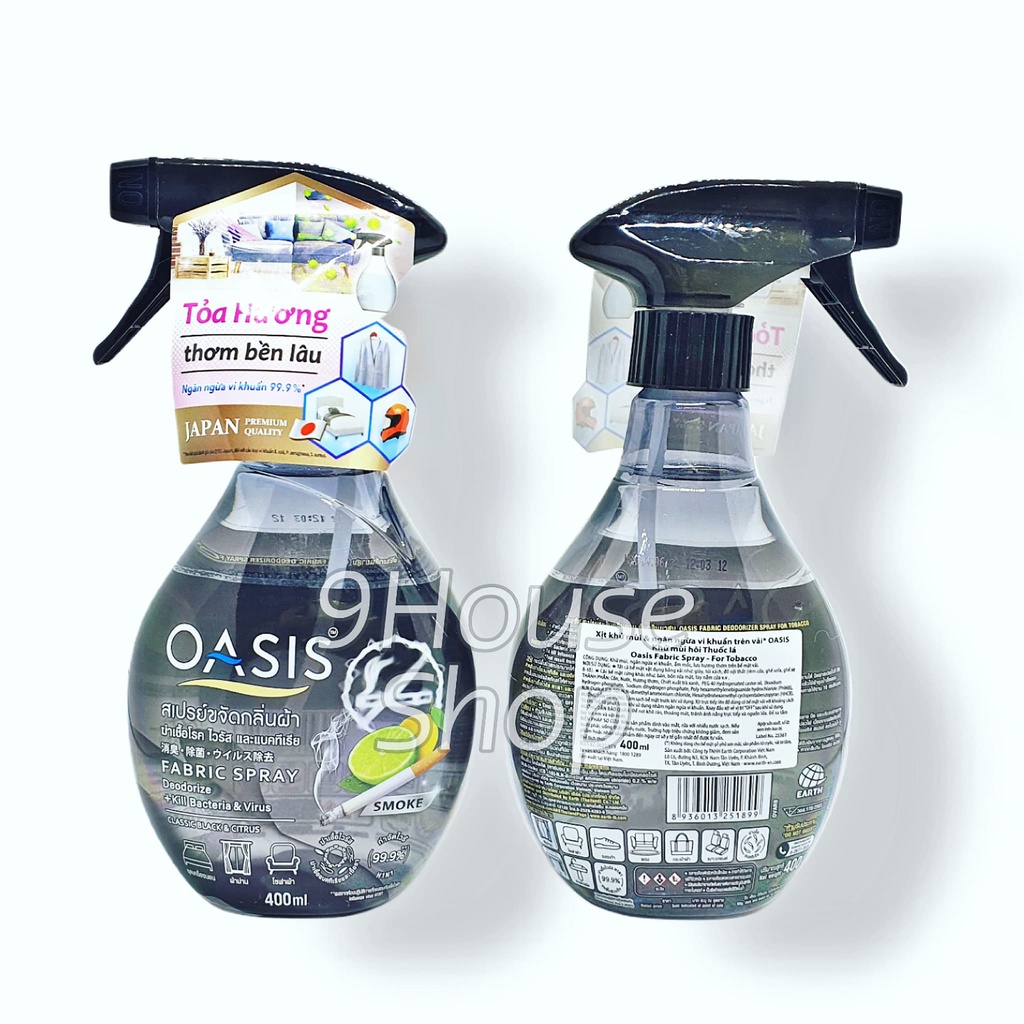 01 Xịt Khử Mùi & Kháng Khuẩn trên bề mặt Vải OASIS Thái Lan 400ML