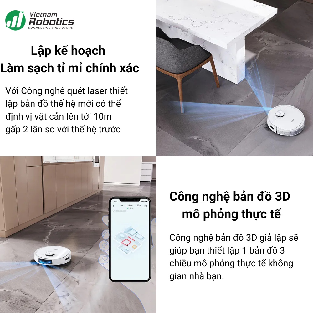 Robot Hút Bụi Lau Nhà Ecovacs Deebot T9 Plus - Phiên bản Quốc Tế - Bảo Hành 24 Tháng - Xả Rác Tự Động - Lực Hút 3000Pa