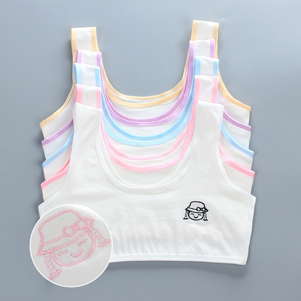 Áo Ngực Cotton Một Lớp Dây Bản Rộng Màu Trắng Dành Cho Bé Gái Tuổi Dậy Thì