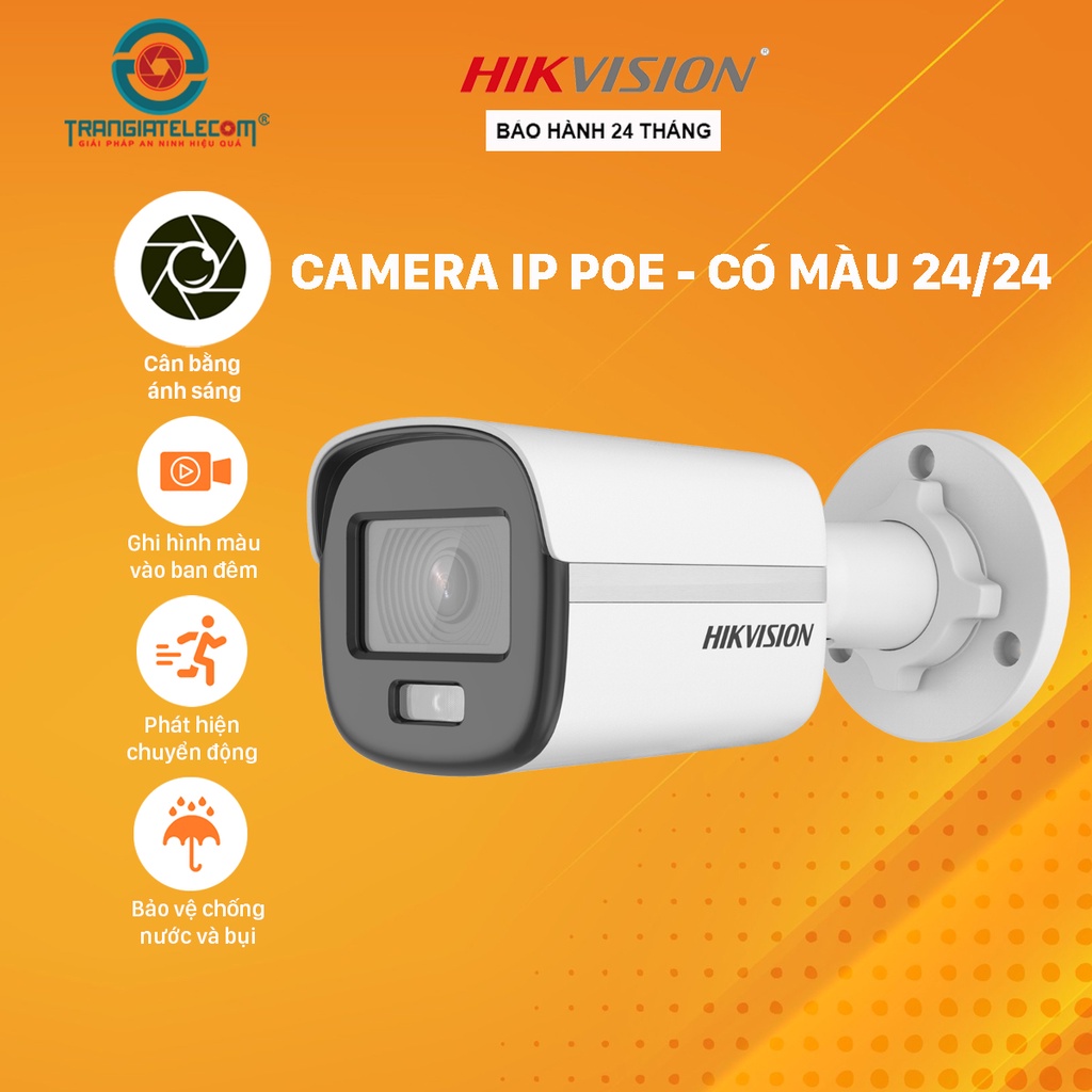 Camera IP Colorvu 2MP HIKVISION DS-2CD1027G0-LU có màu 24/24 - TRANGIATELECOM