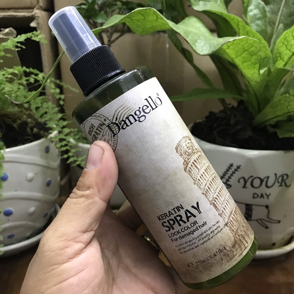 Xịt dưỡng tóc siêu mượt, chống nhiệt, giữ màu nhuộm Dangello Keratin Lock Color Spray 250ml