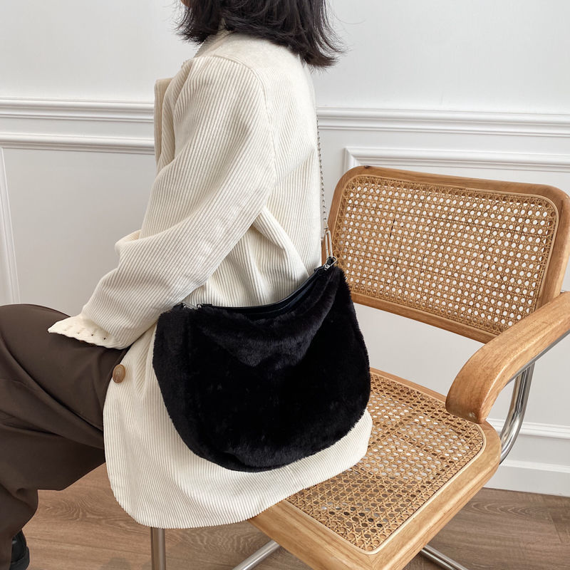 Túi xách tay cầm phối dây đeo vai thiết kế vải nhung phong cách Hàn Quốc dễ thương