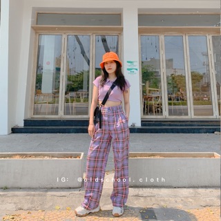 QUẦN CARO TÍM NHẠT DÀI 100CM (ảnh thật/sẵn).