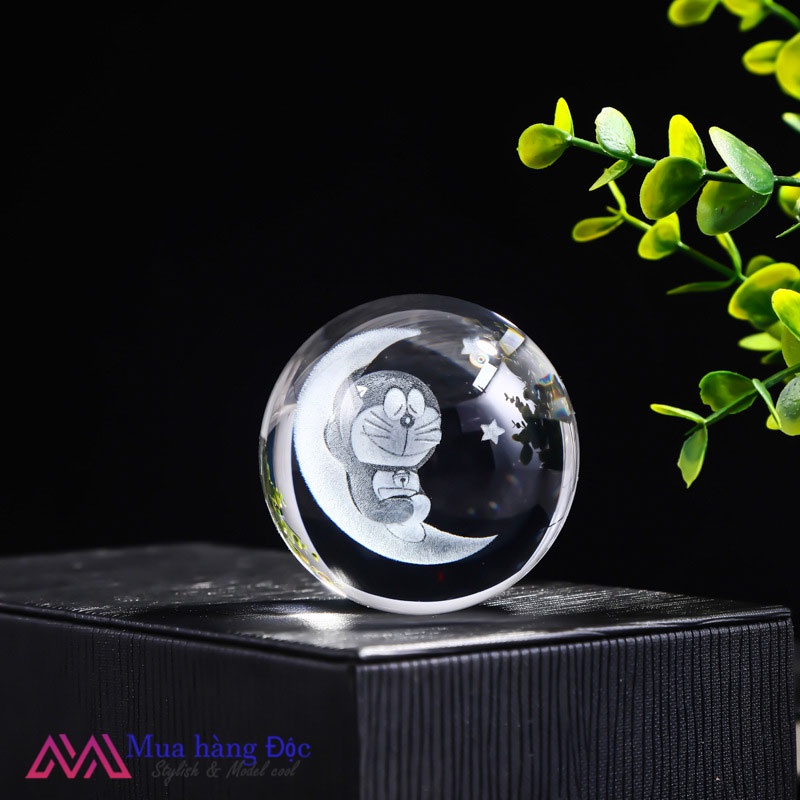 Bộ Quà Tặng Quả Cầu Pha Lê 3D LED DOREMON