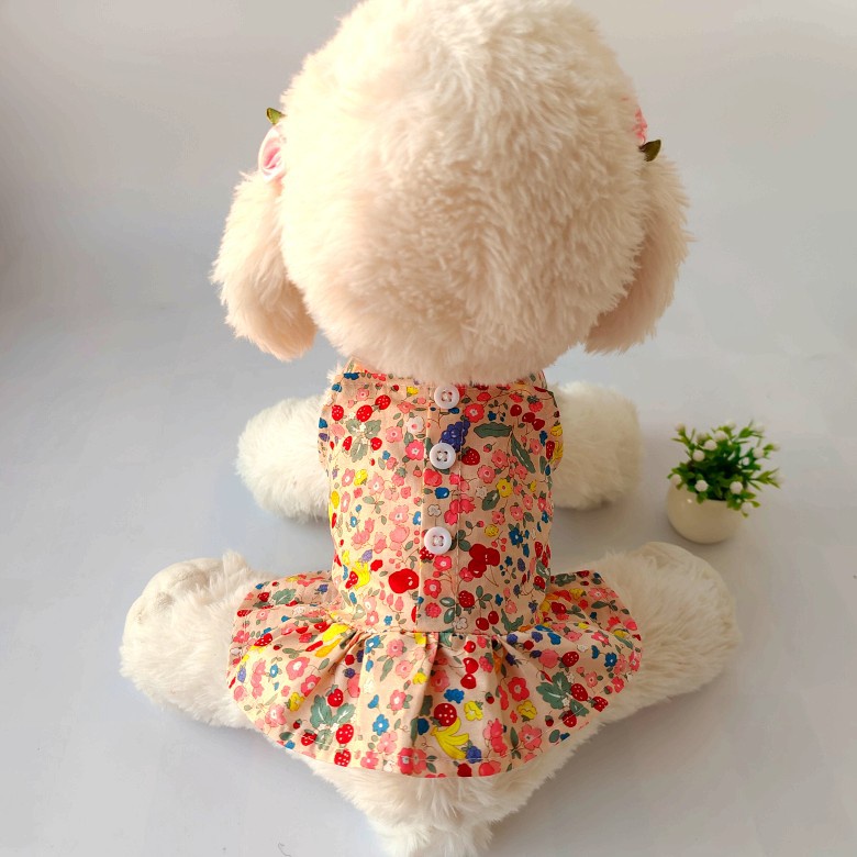 Đầm Công Chúa Hai Dây Họa Tiết Hoa Thời Trang Mùa Hè Cho Thú Cưng