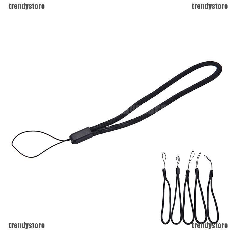 Set 5 Dây Đeo Cổ Tay Màu Đen Bằng Nylon Cho Điện Thoại / iPod / USB / mp3