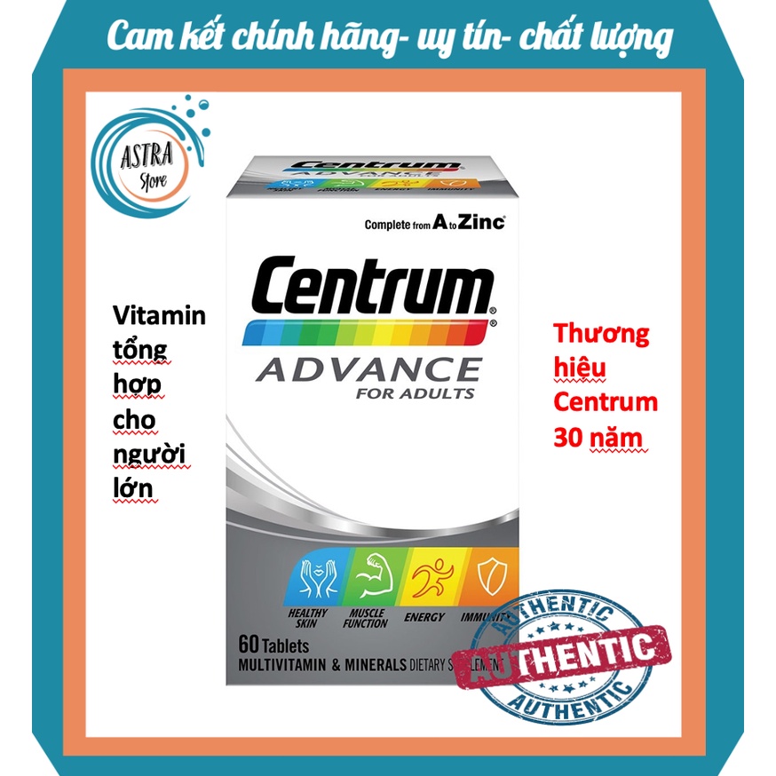 Vitamin tổng hợp cho Người dưới 50 tuổi Centrum Advance For Adults, 100 viên