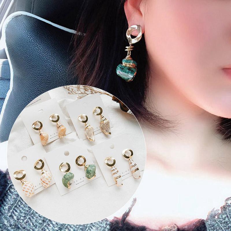 Đôi khuyên tai dáng dài hình ốc xà phong cách đẹp mắt dành cho bạn nữ