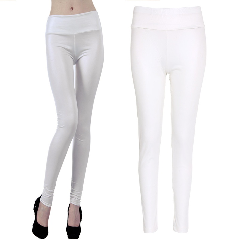 Quần Legging Bút Chì Lưng Cao Giả Da Thời Trang Sành Điệu Cho Nữ