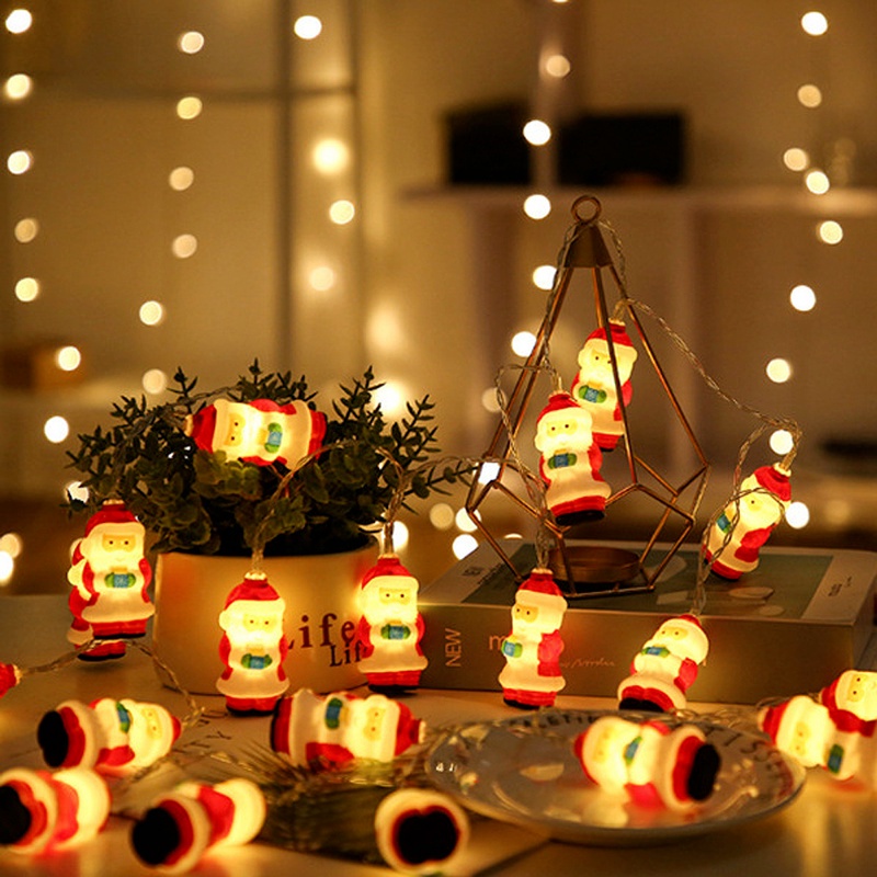 Dây Đèn LED 10 / 20 Bóng Hình Ông Già Noel Trang Trí Giáng Sinh