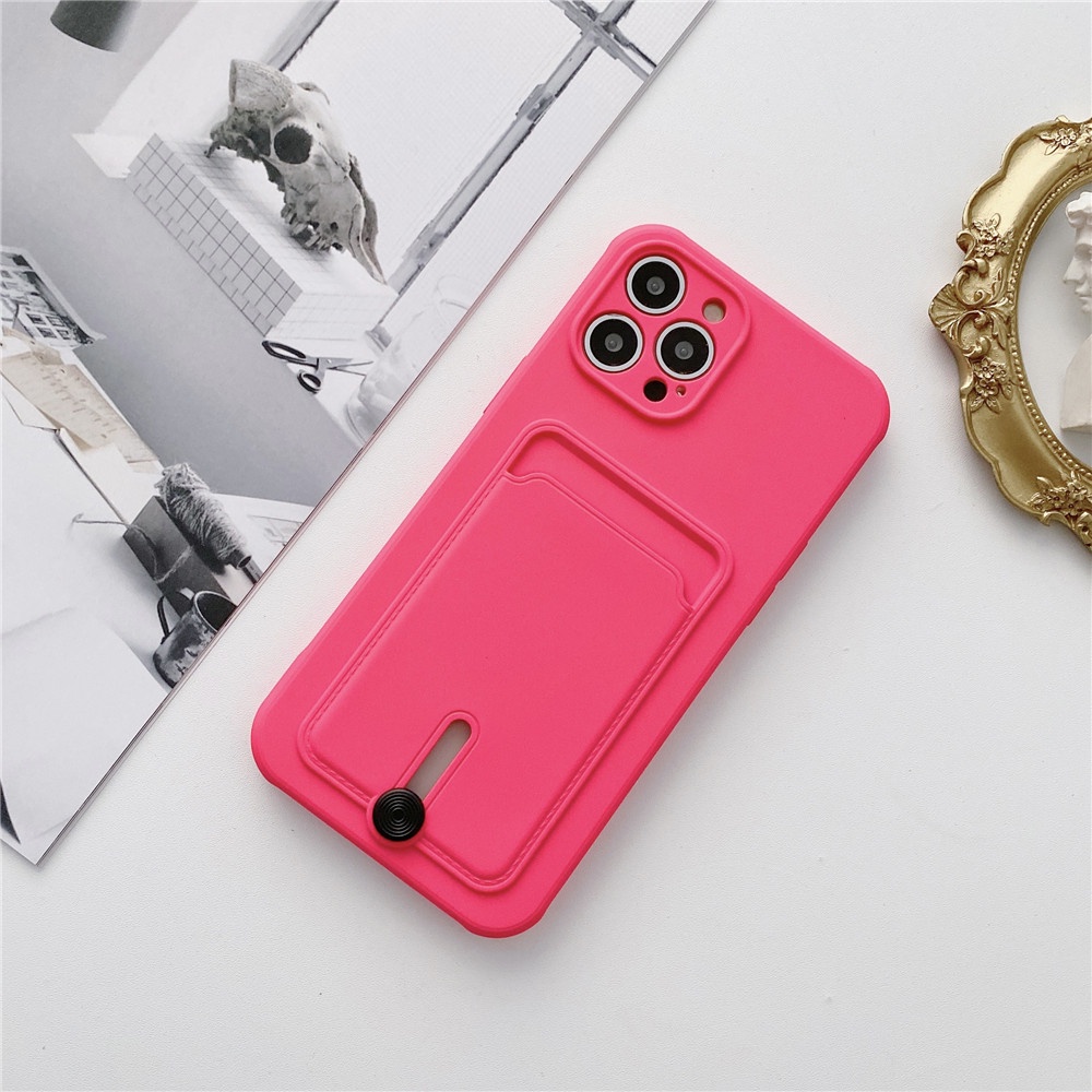 Ốp Điện Thoại TPU Silicon Mềm Có Ngăn Đựng Thẻ 8 Màu Cho iPhone 11 12 Pro Max Mini 12Pro SE 2020 X XS Max XR 7 8 Plus