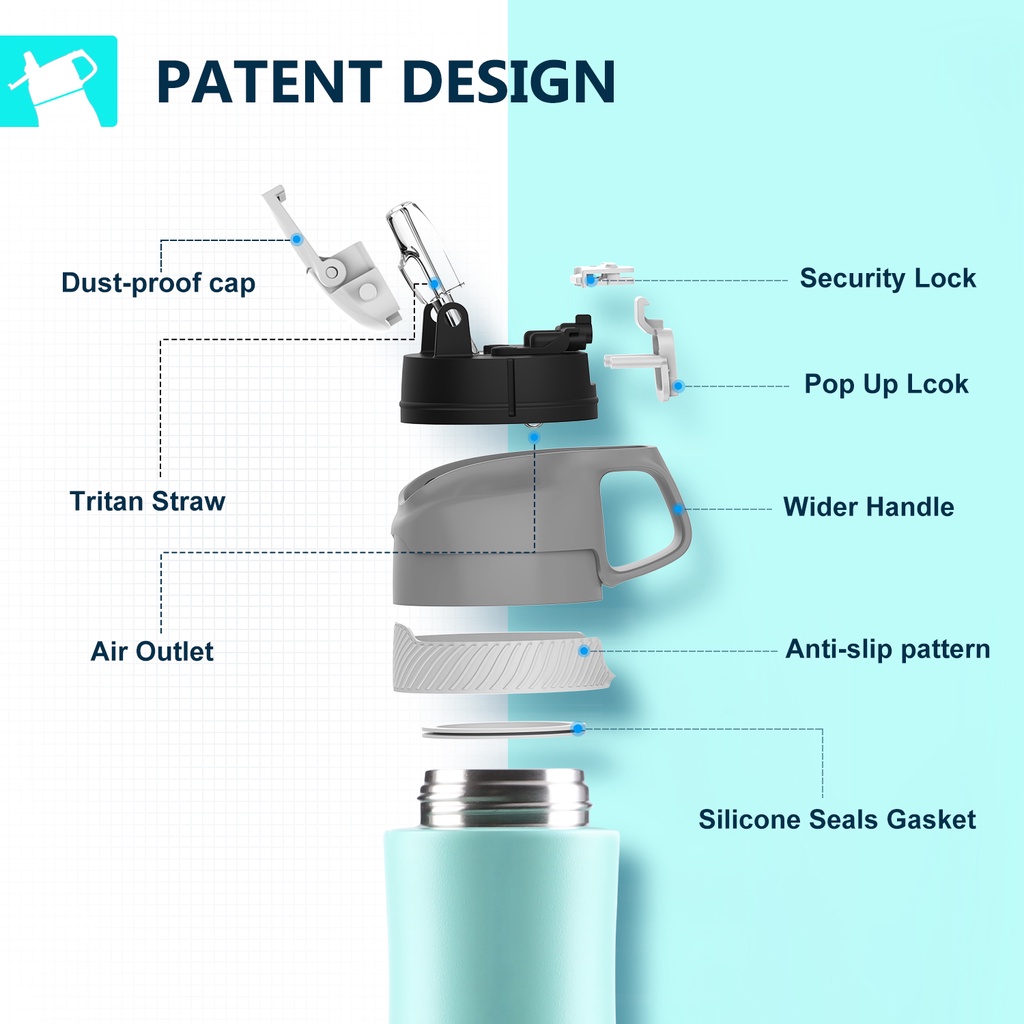Bình nước FJbottle Gradient màu xanh lá cây giữ nhiệt lạnh và nóng hiện 550ml inox 2 lớp mã FJ001