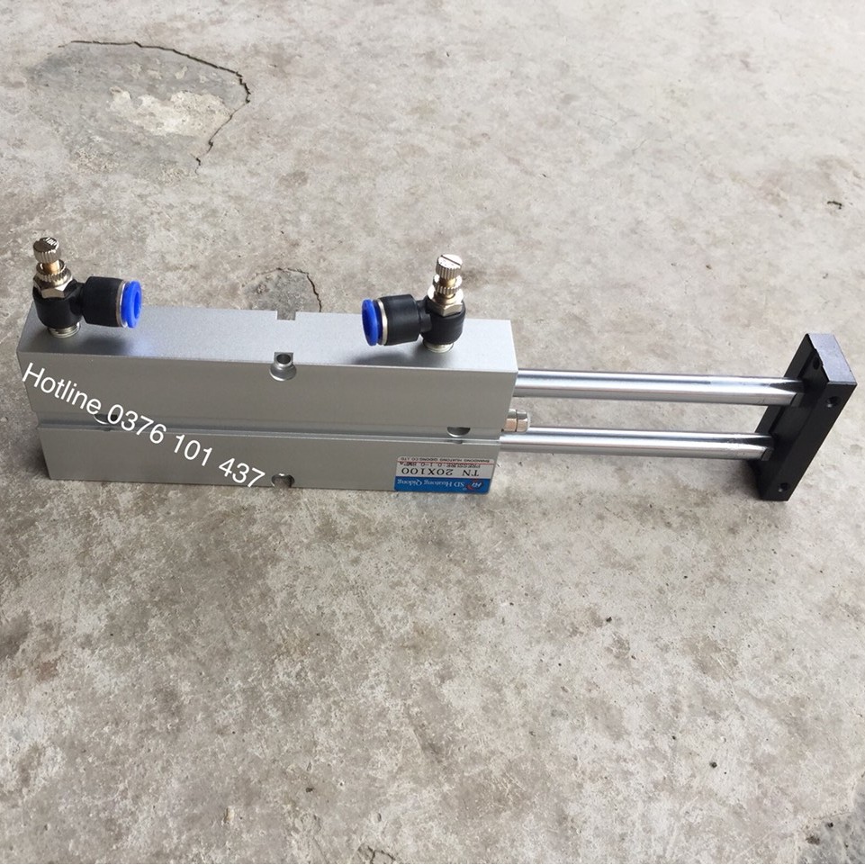 Xi lanh khí nén 2 ty TN 20X100, xi lanh kẹp phôi máy cắt nhôm TN 20X100, xi lanh khí nén TN 20x100, ben hơi ben khí