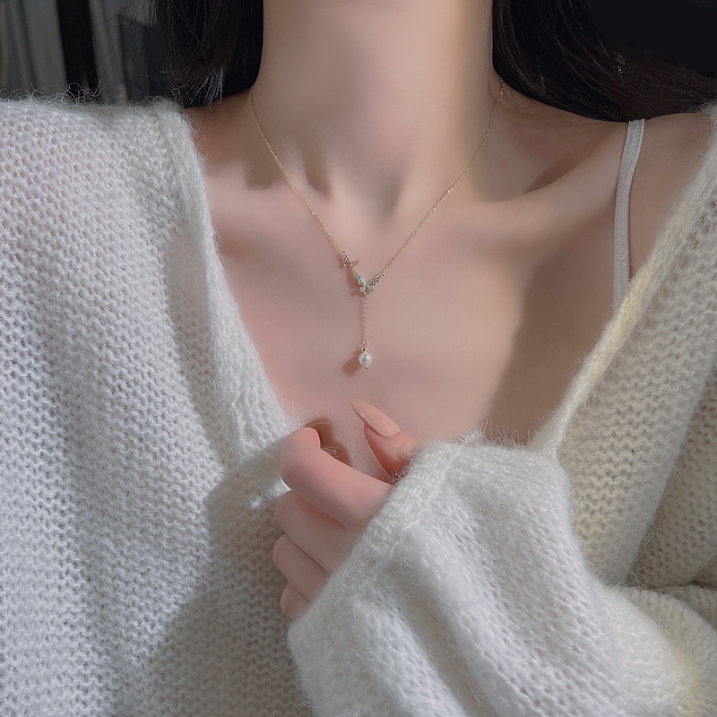 Dây Chuyền Hình Bướm Đính Đá Zircon Phong Cách Pháp Thời Trang