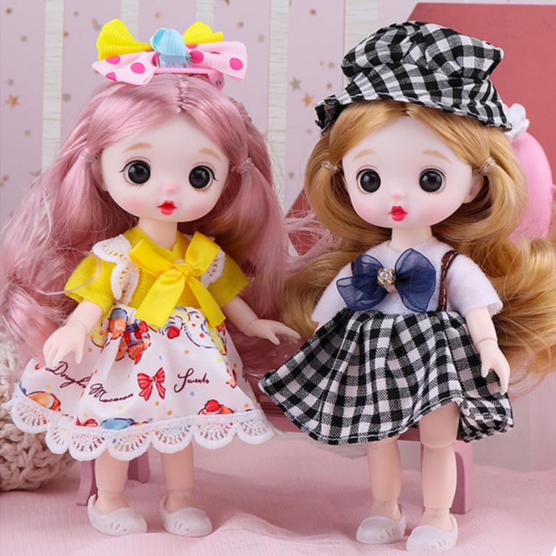 Búp Bê Khớp Động Mắt 3D Mini 16cm 13Cm Có Thể Di Chuyển DIY