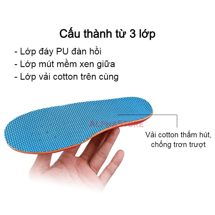 Lót Giày Bàn Chân Bẹt Trẻ Em - Độ Chỉnh Hình 1.3cm -  3 Lớp, Êm Chân, Thấm Hút Tốt - Lót Chỉnh Hình Chân Phẳng Trẻ Em