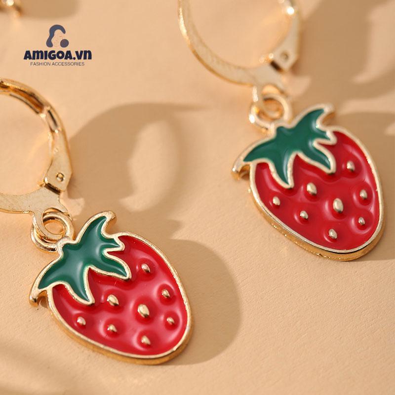 Bộ 9 Khuyên Tai Hình Trái Cây/Động Vật/Trái Cây Đơn Giản Sáng Tạo Cổ Điển Thời Trang