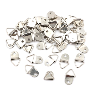 [LuckyToday] 50pcs Silver Triangle Mirror Hangers Strap D-Ring Hanging Picture Frame Hooks
