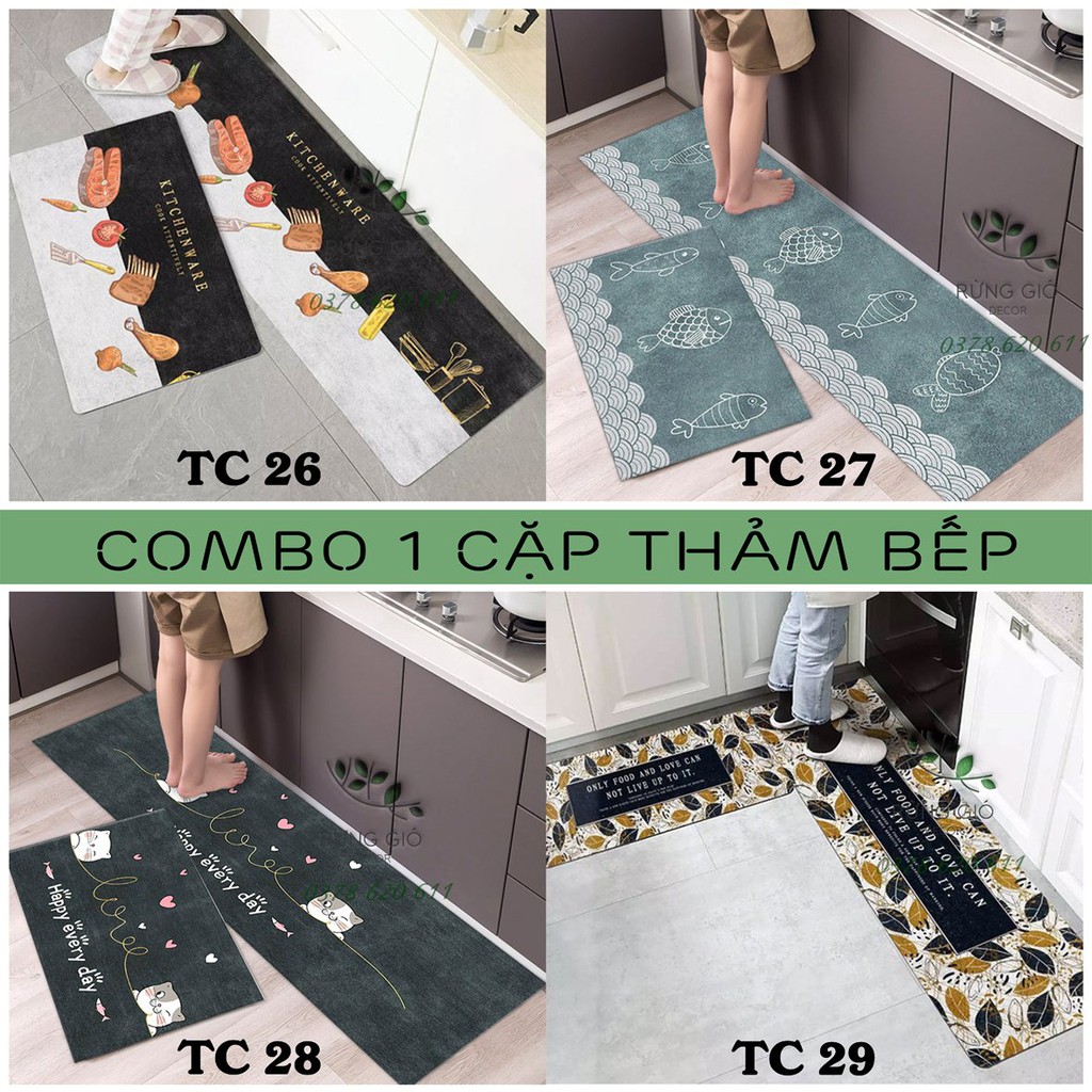 THẢM NHÀ BẾP DẠ ÉP THẤM HÚT NƯỚC (40*60+40*120cm) GIÁ BÁN CHO 1 CẶP THẢM, CHỐNG TRƠN TRƯỢT