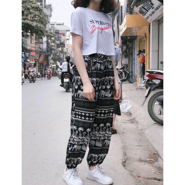 Quần Jogger lanh bo gấu CHIPXINHXK họa tiết thổ cẩm