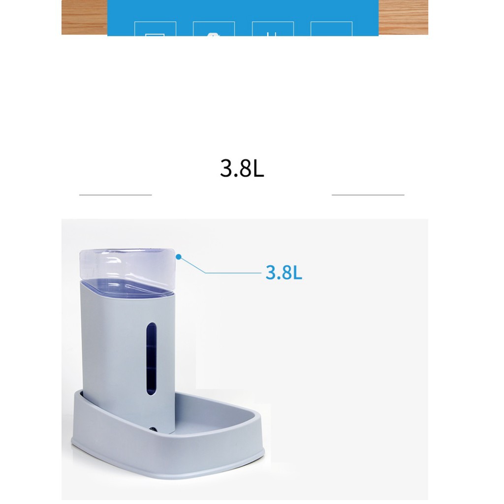 HCM - Máy cho chó mèo ăn uống bán tự động dành cho chó mèo lớn Loại có bồn chứa 3,8 lít- Bộ Bát cho chó mèo ăn và uống/