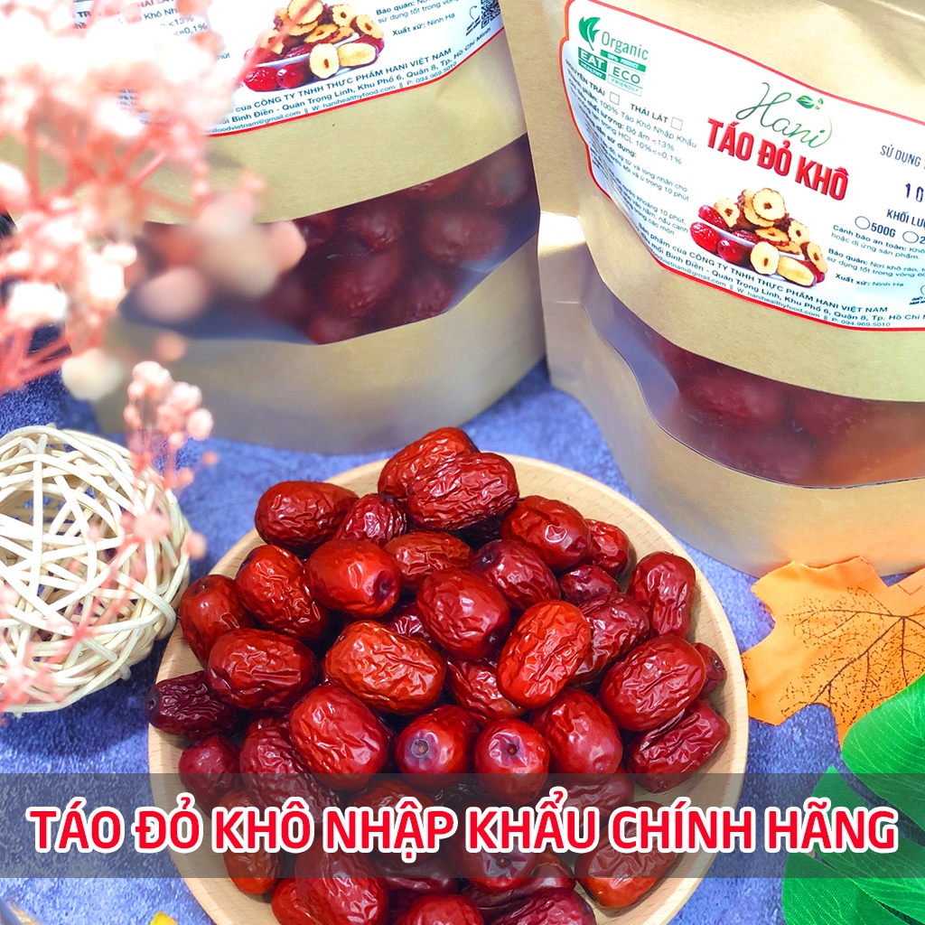 500g Táo Đỏ Sấy Khô NGUYÊN TRÁI Loại Ngon Đẹp Cao Cấp, Hỗ Trợ An Thần Thanh Nhiệt 🐦 Nông Sản Hani Food