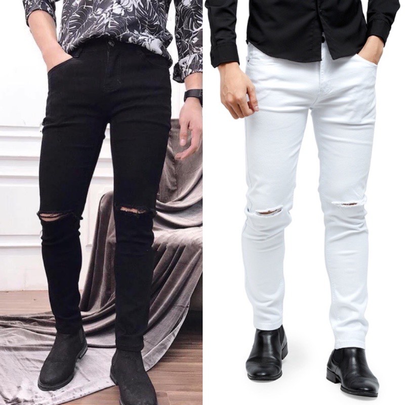 ️🤹️🎊 Quần jeans Nam Bigsize ĐEN TRẮNG trơn và Rách gối TCShopJeans ️🤹️🎊
