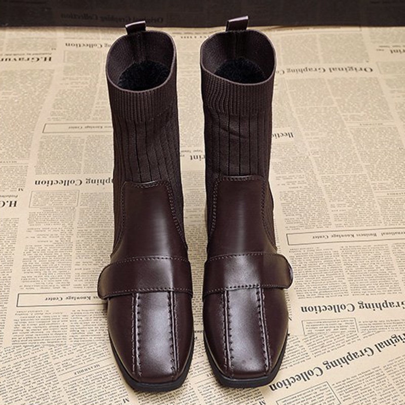 Giày bốt Martin IELGY mũi vuông phong cách retro thiết kế thời trang cho nữ