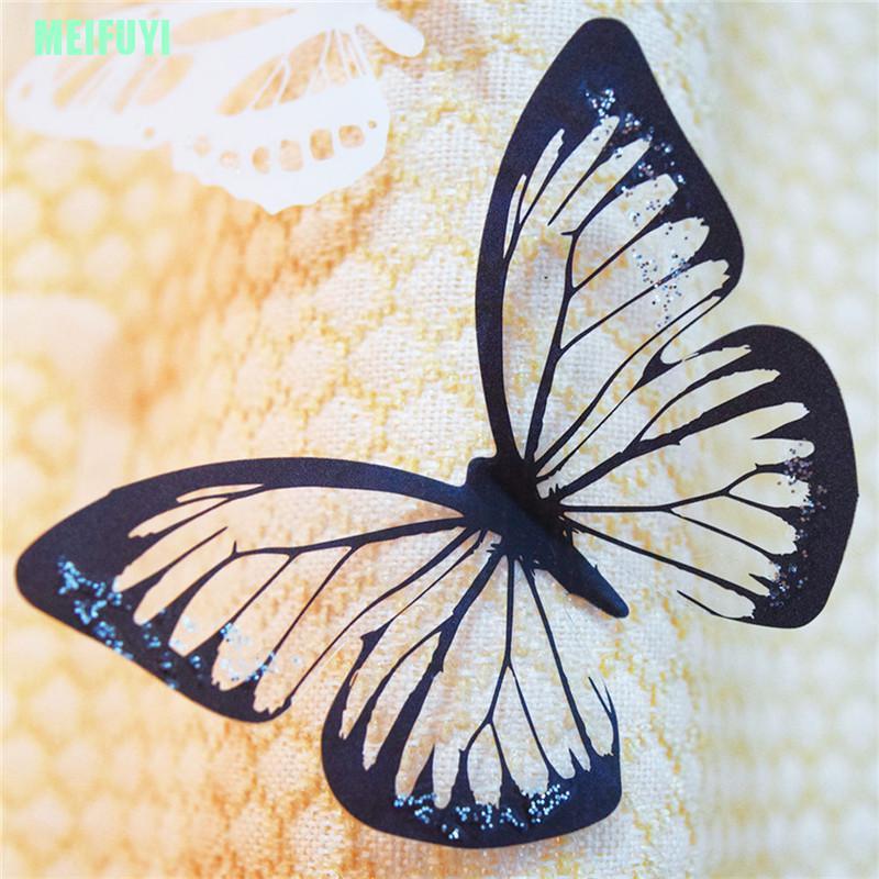 Set 18 Miếng Dán Trang Trí Tủ Lạnh Hình Bướm 3d Dễ Thương