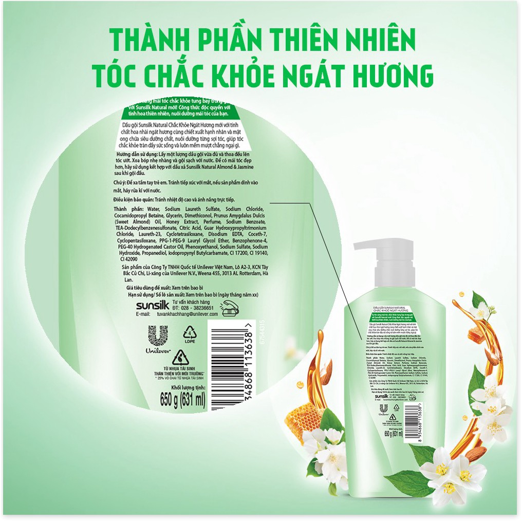 [Mã chiết khấu giảm giá sỉ mỹ phẩm chính hãng] Dầu gội Sunsilk thiên nhiên 650gr