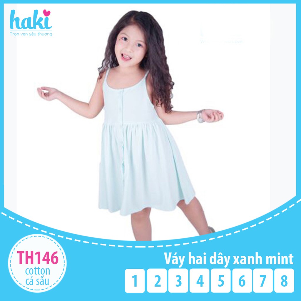 Váy hai dây - xanh mint vải cotton mềm mịn chính hãng HAKI TH145