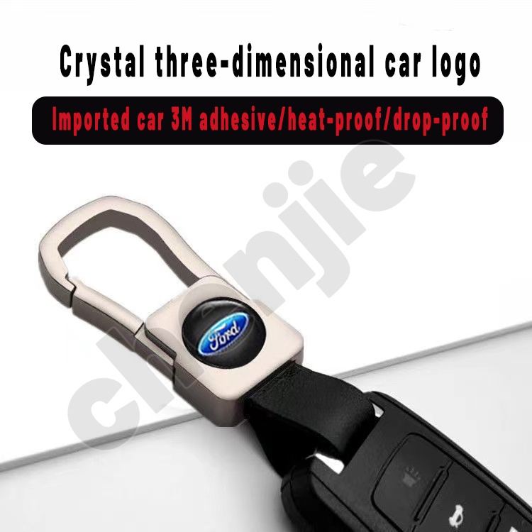 Móc Chìa Khóa Bằng Da Bò Phối Kim Loại Tiện Dụng Cho Xe Hơi ford territory Everest Ranger Fiesta Escape Expedition Focus Escort E