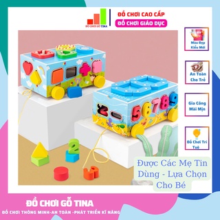 Đồ chơi gỗ xe cũi thả hình thả khối số đếm đồ chơi cho bé phát triển trí tuệ