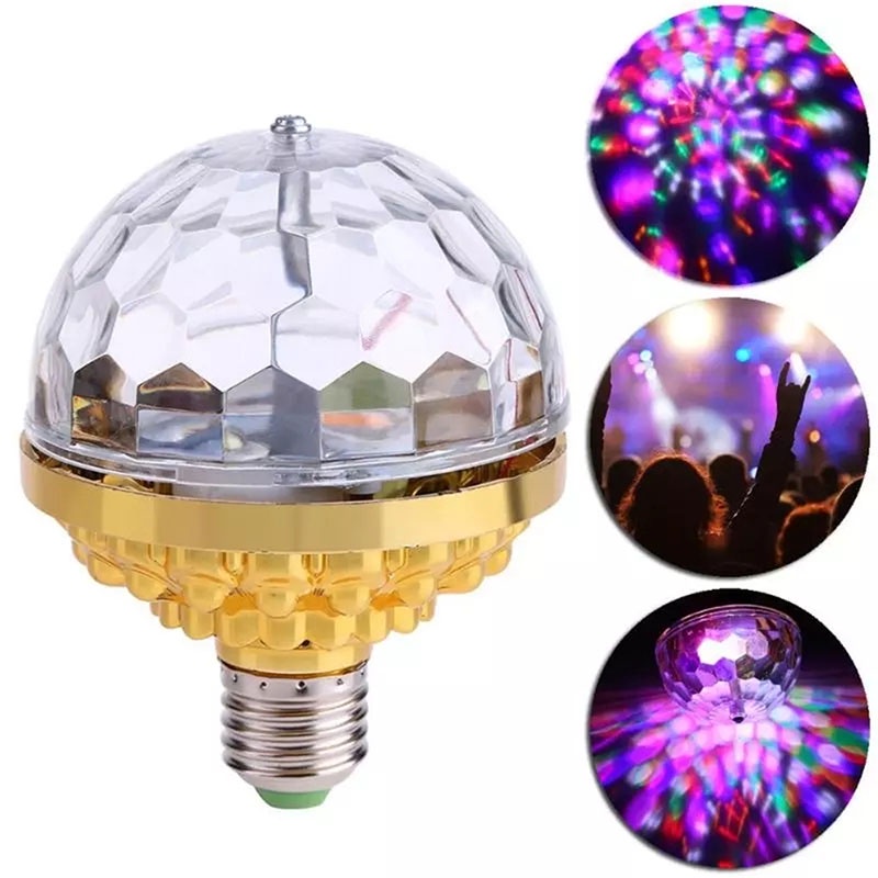 [E27 6W Rotating Crystal Magic Ball LED Stage Light Bulb] [360-Degree Rotating Mini Decorative Lamp for Disco Party DJ Christmas Party]