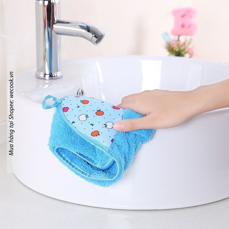 Khăn lau tay nhà bếp WeCook có móc treo chất liệu sợi nhung bông mềm mại siêu thấm nhanh khô