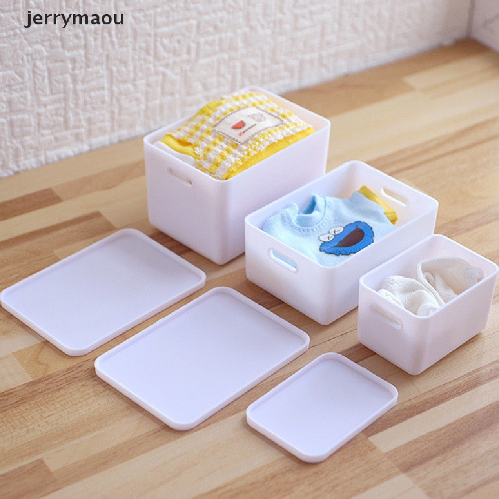 Set 6 Hộp Nhựa Mini 1: 6 1: 12 Có Nắp Đậy Trang Trí Nhà Búp Bê