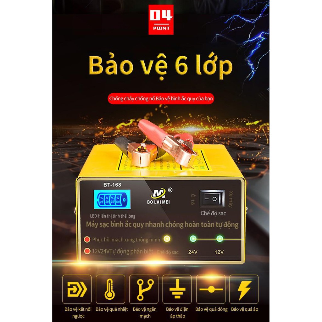 Máy sạc bình ắc quy tự động mạch xung đồng 12V 24V - Home and Garden