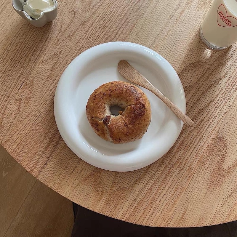 Đĩa sứ Trái tim, Hoa, Tròn phong cách Hàn Quốc