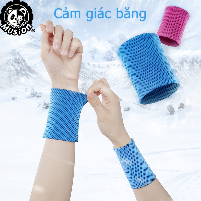 Băng đeo cổ tay thể thao làm từ polyester mát lạnh giữ ấm thấm hút mồ hôi cho nam và nữ