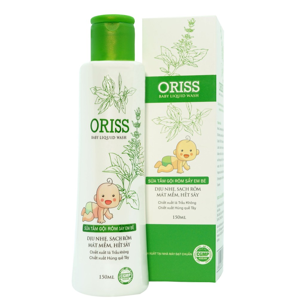 Sữa tắm gội cho bé Oriss Baby Liquid Wash – Hỗ trợ giảm rôm sảy (chai 150ml)