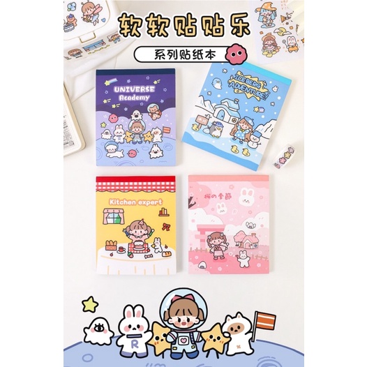 🌸Set 50 tờ sticker nhãn dán trang trí sổ lưu niệm bìa sách siêu dễ thương🌸