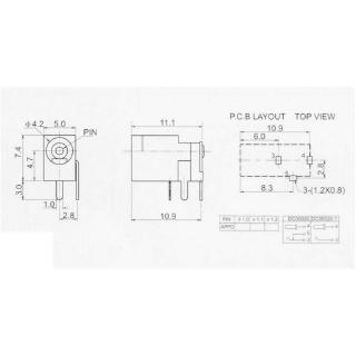 Chân jack DC cái 3.5*1.3 DC002, đầu cắm nguồn Dc cái  3.5*1.3